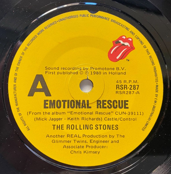 Rolling Stones - Emotional Rescue 7" Vinyl Single (Used)