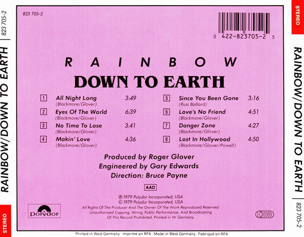 Rainbow – Down To Earth CD