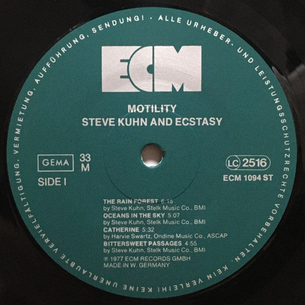 Steve Kuhn And Ecstasy – Motility Vinyl LP (Used)