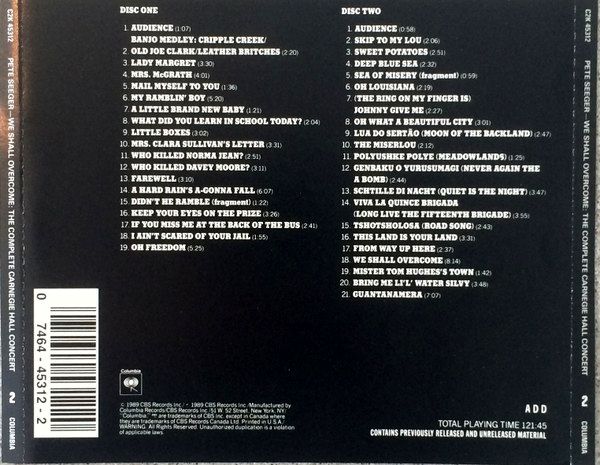 Pete Seeger – We Shall Overcome: The Complete Carnegie Hall Concert: Historic Recording June 8 1963 Fatcase 2CD