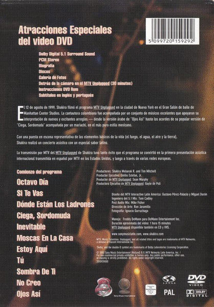 Shakira – MTV Unplugged DVD (Used)