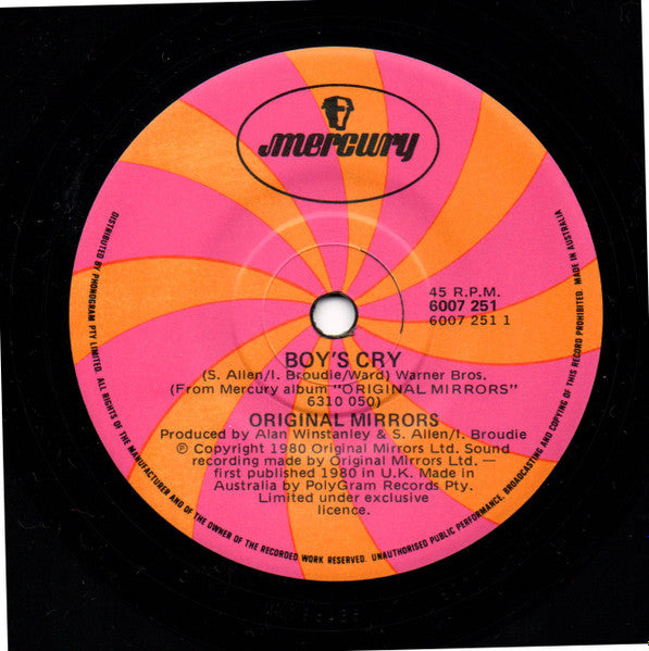Original Mirrors - Boys Cry 7" Vinyl Single (Used)