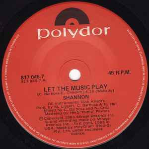 Shannon - Let The Music Play 7" Vinyl Single (Used)