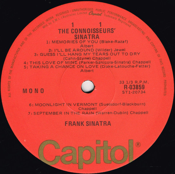 Frank Sinatra - The Connoisseurs' Sinatra Vinyl LP (Used)