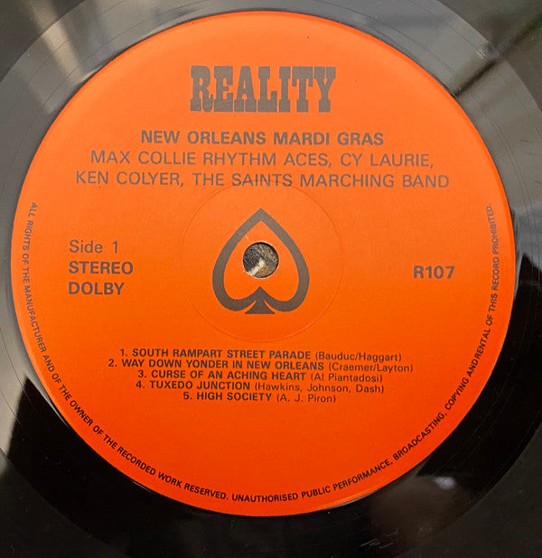 Max Collie Rhythm Aces With Cy Laurie & Ken Colyer Featuring Saints Marching Band - New Orleans Mardi Gras Vinyl LP (Used)