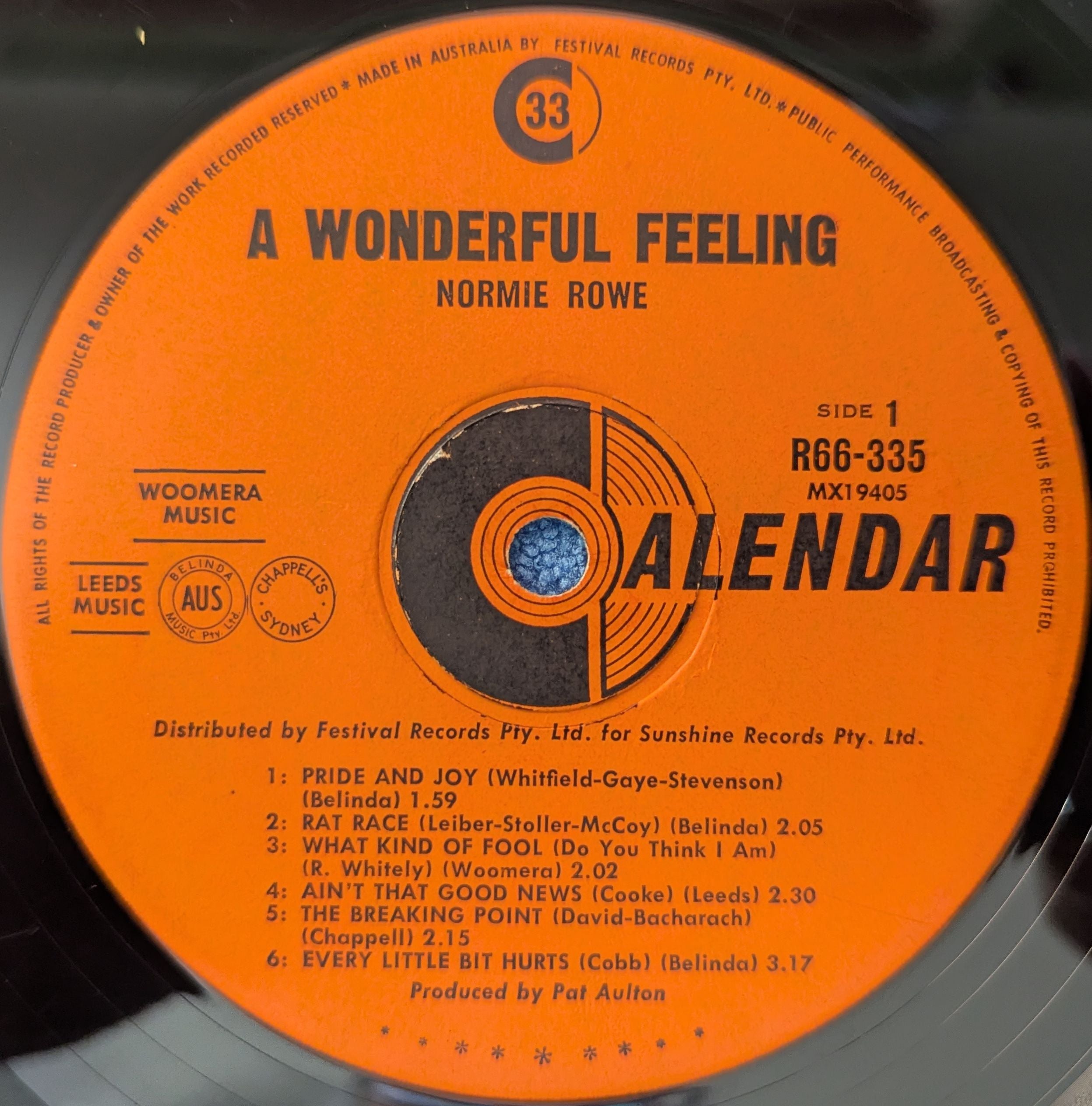 Normie Rowe - A Wonderful Feeling Autographed Vinyl LP (Used)