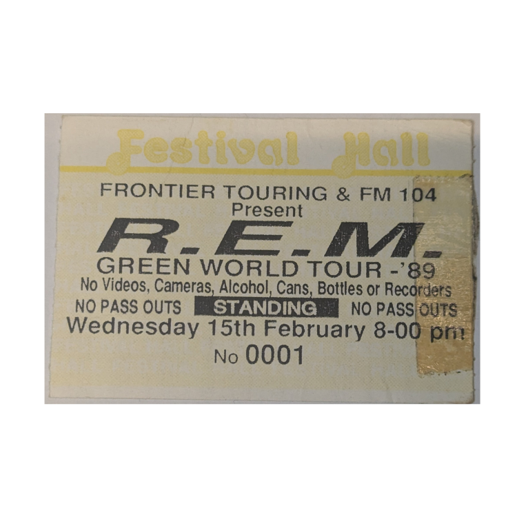 R.E.M. - Green Tour 1989 Original Vintage Concert Ticket Number 0001