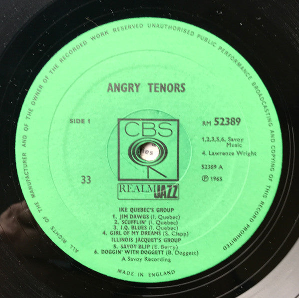 Ben Webster, Illinois Jacquet & Ike Quebec - Angry Tenors Vinyl LP (Used)