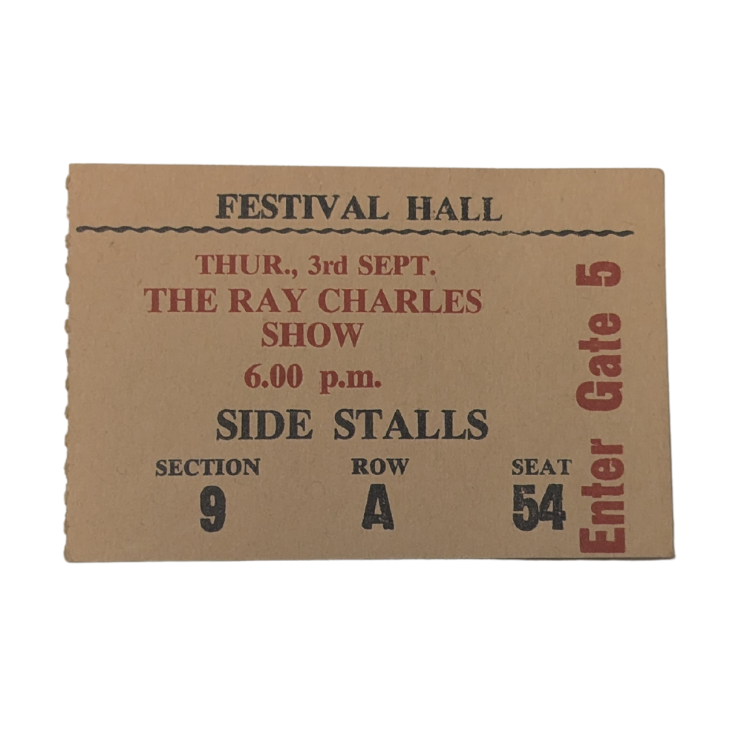 Ray Charles - 1964 Tour Original Vintage Concert Ticket