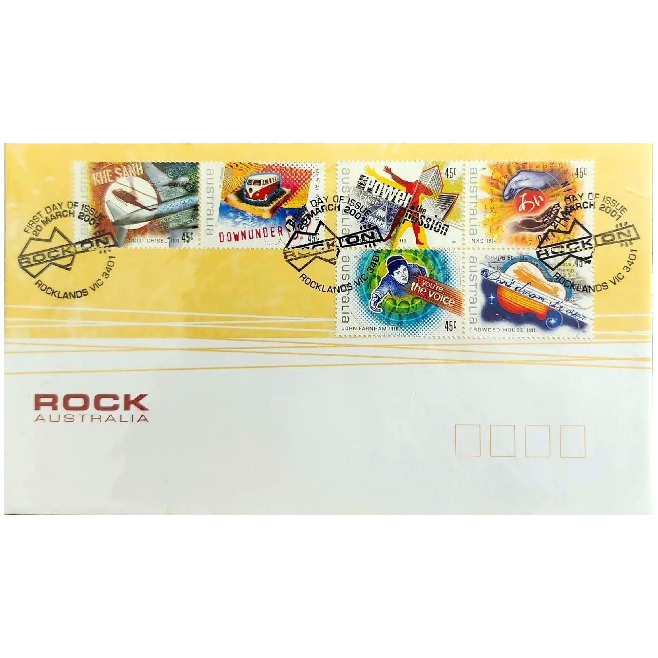 Australian Rock Artists Stamps 2001 First Day Cover