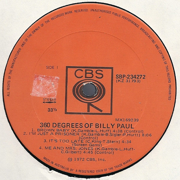 Billy Paul - 360 Degrees Of Billy Paul Vinyl LP (Used)