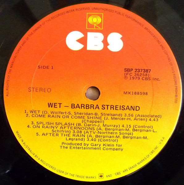 Barbra Streisand - Wet Vinyl LP (Used)