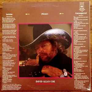 David Allan Coe - Invictus (Means) Unconquered Vinyl LP (Used)