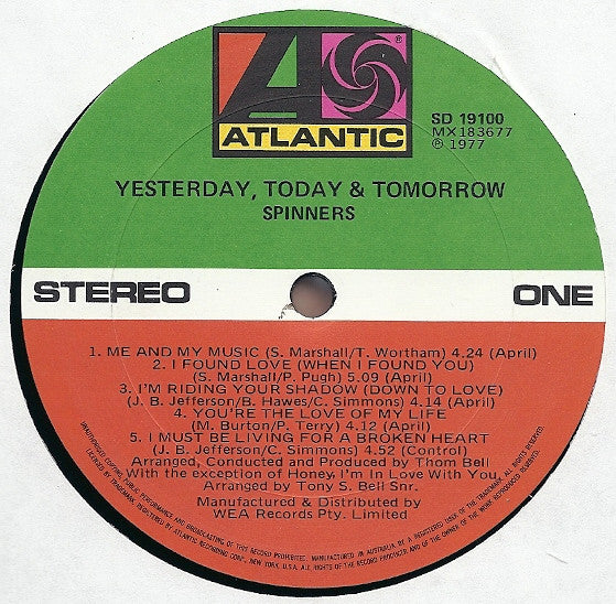 Spinners - Yesterday, Today & Tomorrow Vinyl LP (Used)