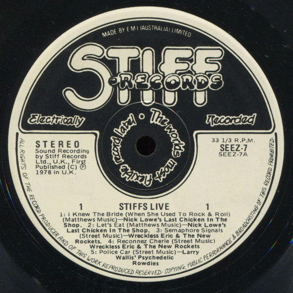 Various Artists - Stiffs Live Stiffs Vinyl LP (Used)