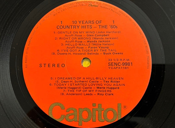 Various Artists - 10 Years Of Country Hits - The '60s Vinyl LP (Used)
