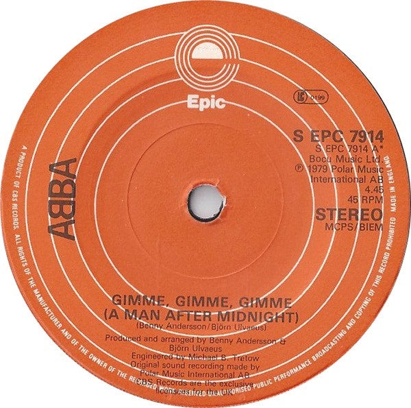 ABBA - Gimme, Gimme, Gimme (A Man After Midnight) / The King Has Lost His Crown 7" Vinyl Single (Used)
