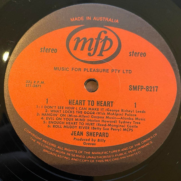 Jean Shepard - Heart To Heart Vinyl LP (Used)