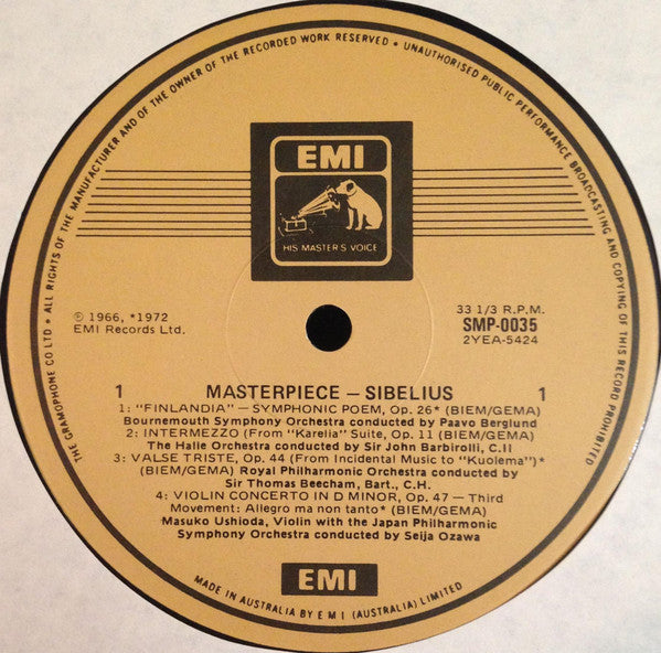 Jean Sibelius - Masterpiece II Vinyl LP Compilation (Used)