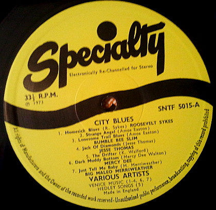 Various Artists - The City Blues Vinyl LP (Used)
