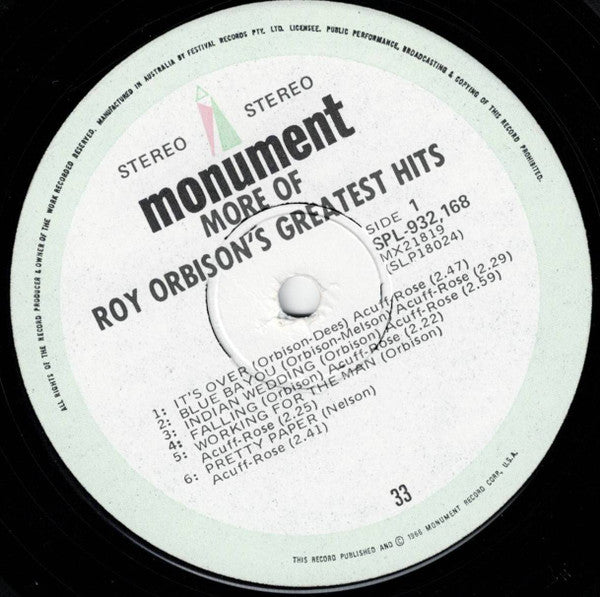 Roy Orbison - More Of Roy Orbison's Greatest Hits Vinyl LP (Used)