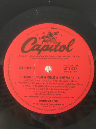 Moon Martin - Shots From A Cold Nightmare Vinyl LP (Used)