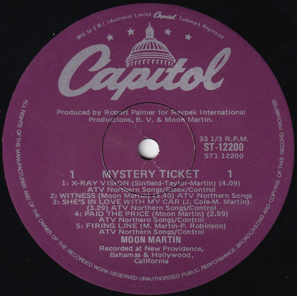 Moon Martin - Mystery Ticket Vinyl LP (Used)