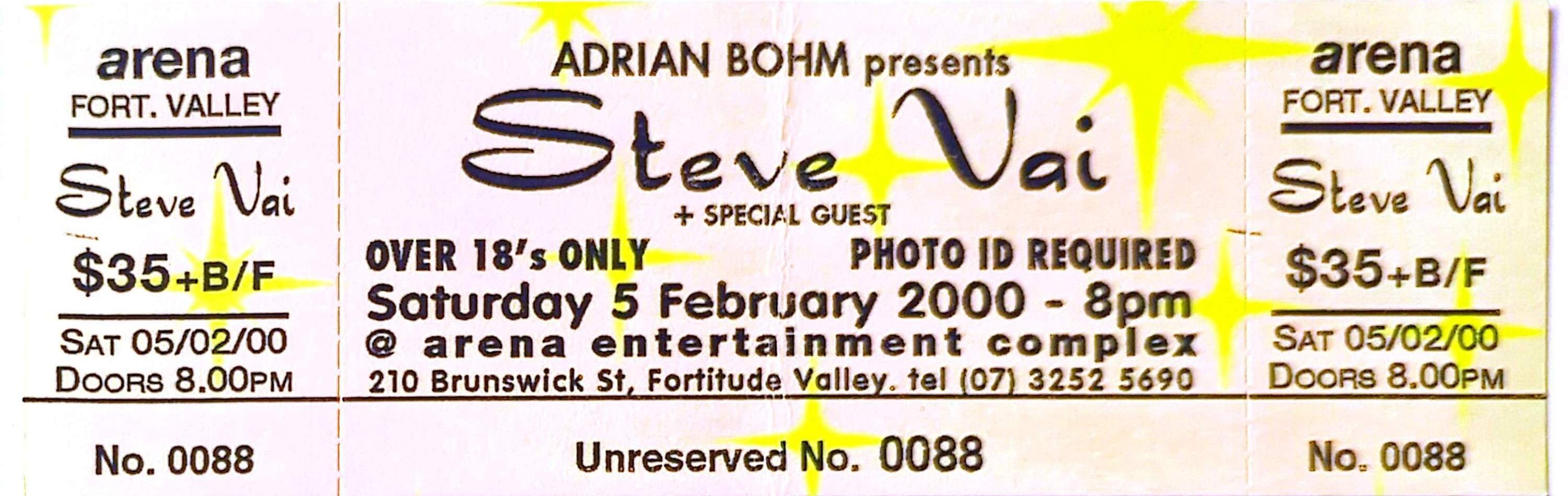 Steve Vai - 2000 Original Vintage Concert Ticket Seat 88