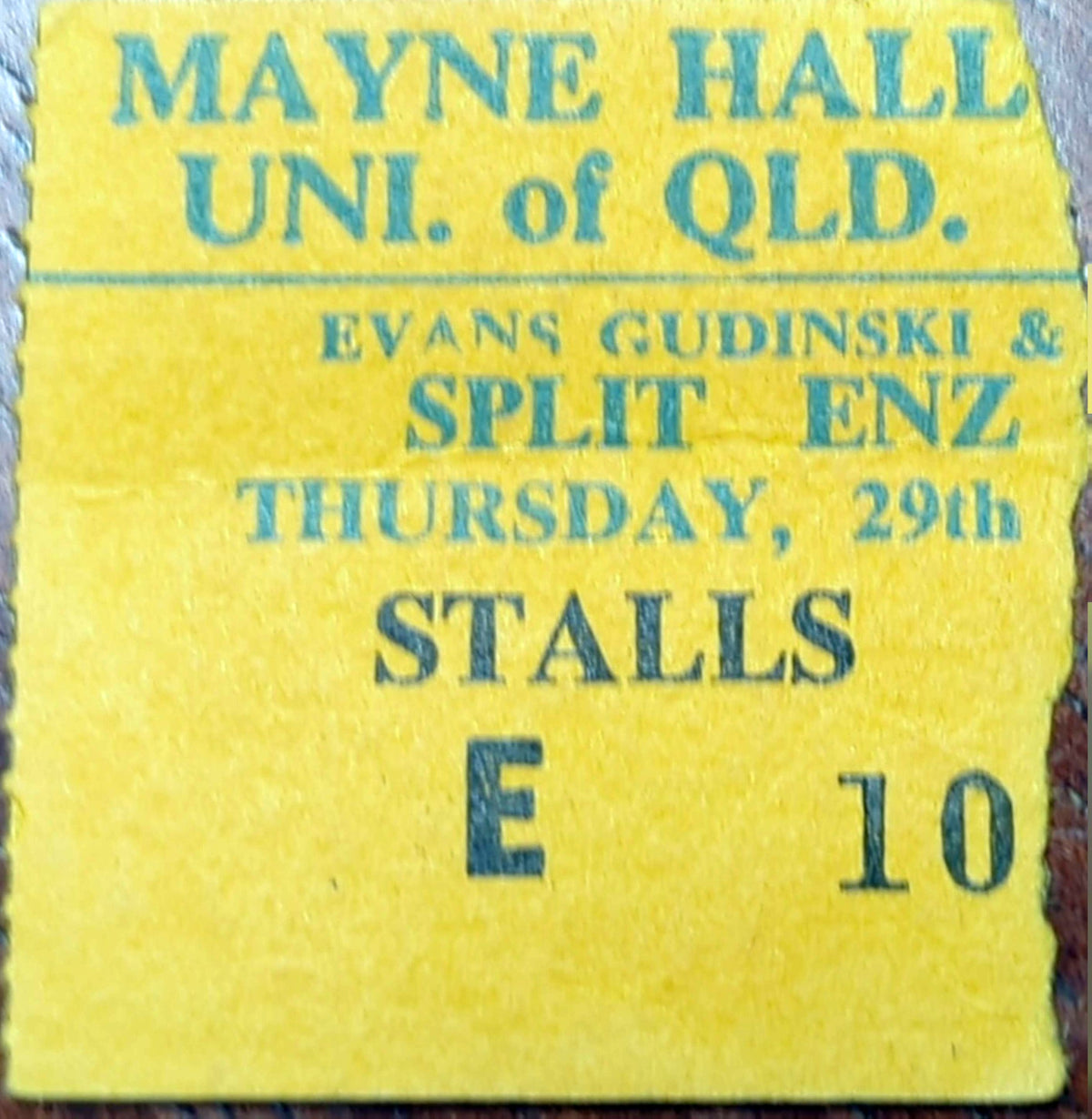 Split Enz - 1984 Original Vintage Concert Ticket Seat #E10