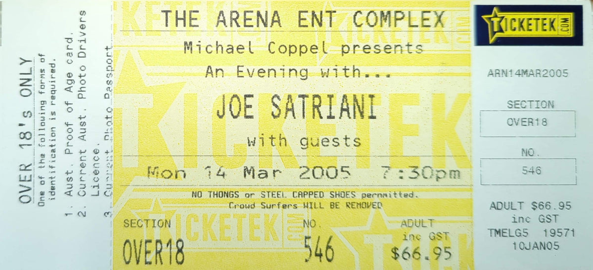 Joe Satriani - 2005 Original Vintage Concert Ticket Seat #546