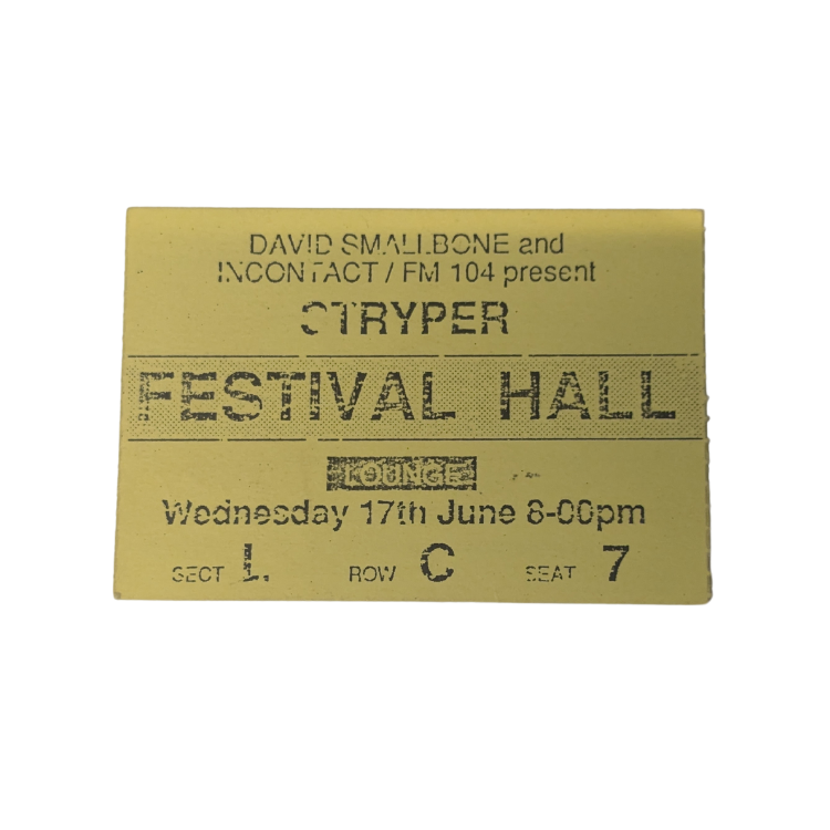 Stryper - To Hell With The Devil Tour 1987 Original Vintage Concert Ticket