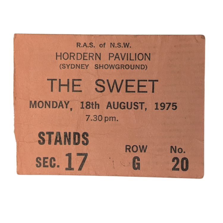 The Sweet - 1975 Tour Original Vintage Concert Ticket