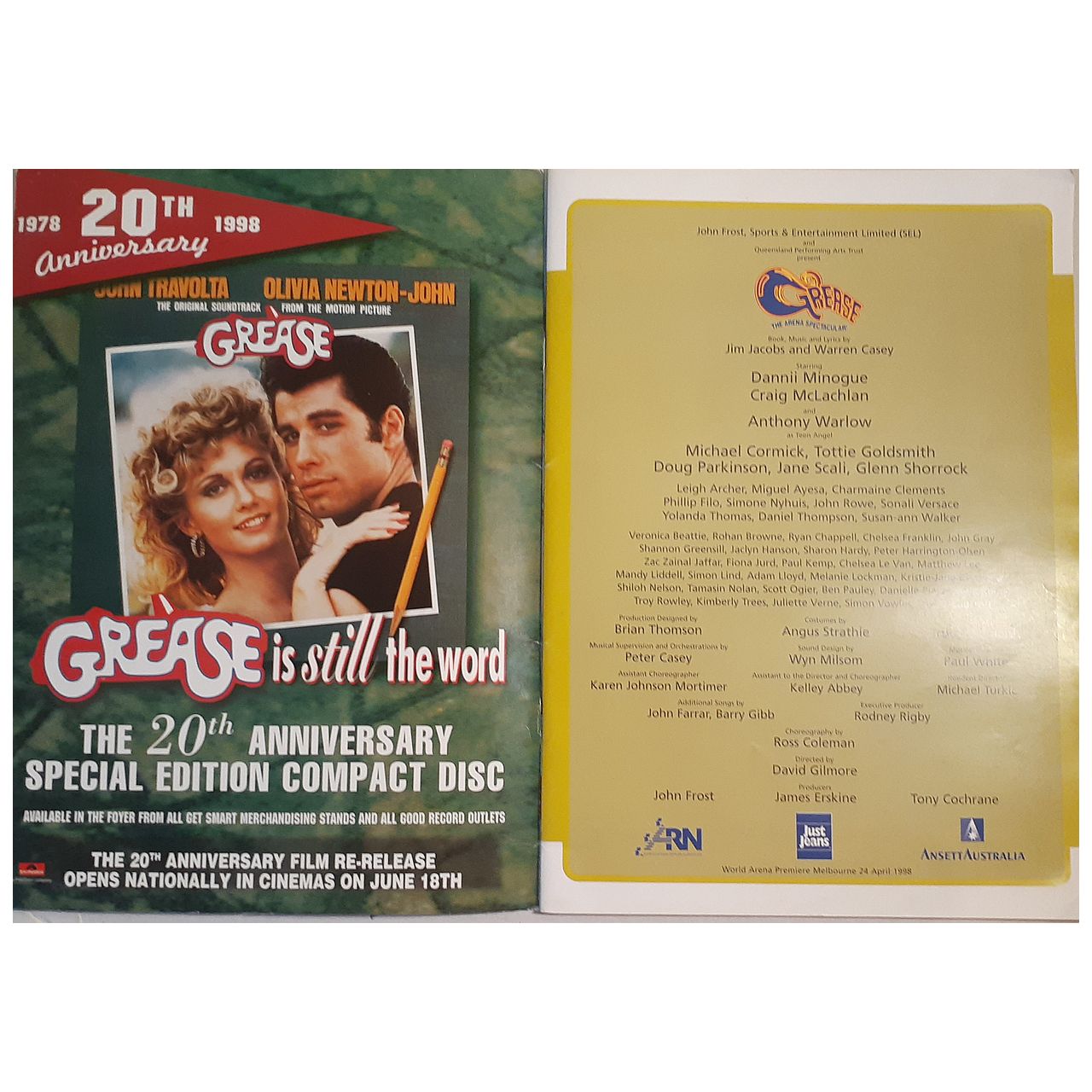Grease Arena Spectacular - Original 1998 Program