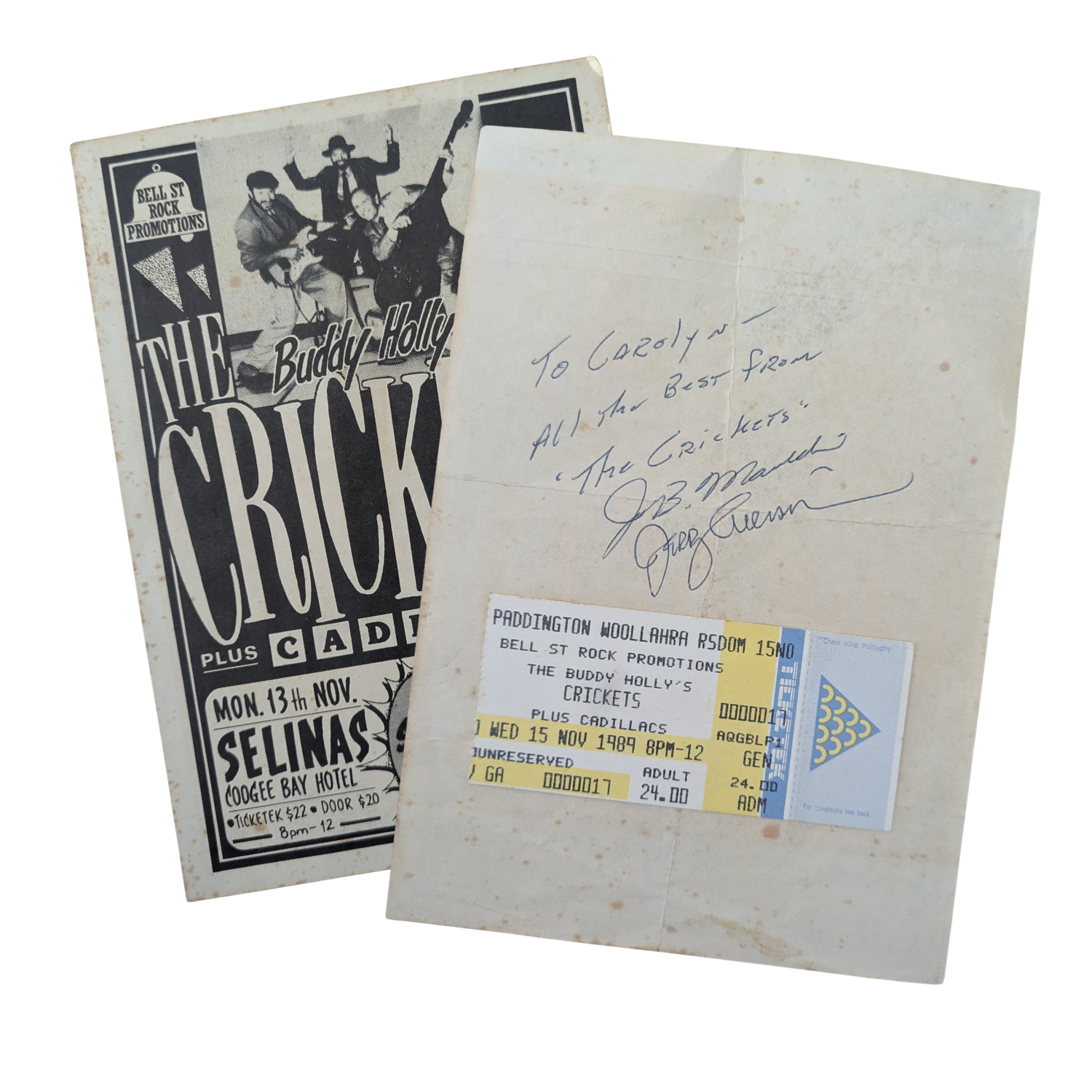 Buddy Holly's Crickets - Set Of Photos & Autographed Band Flyer