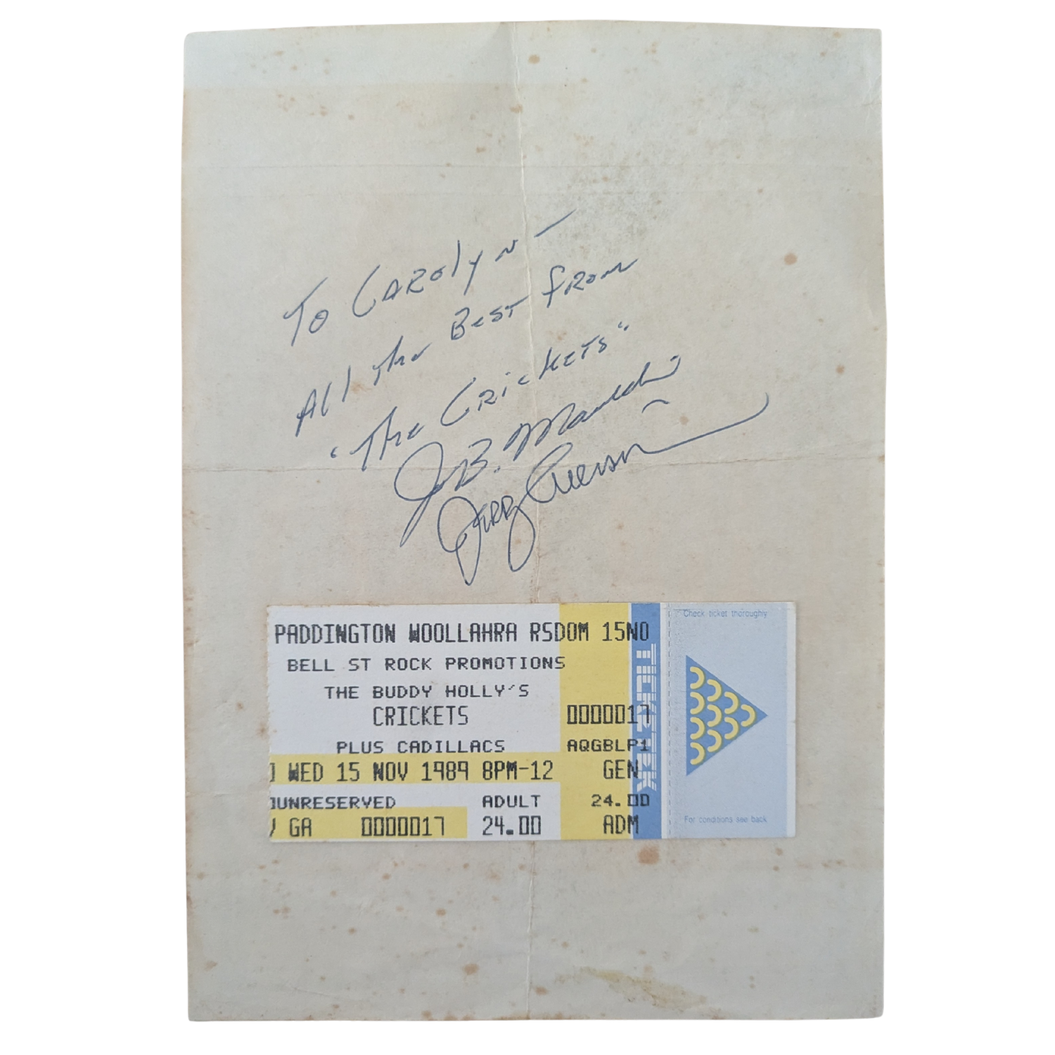 Buddy Holly's Crickets - Set Of Photos & Autographed Band Flyer