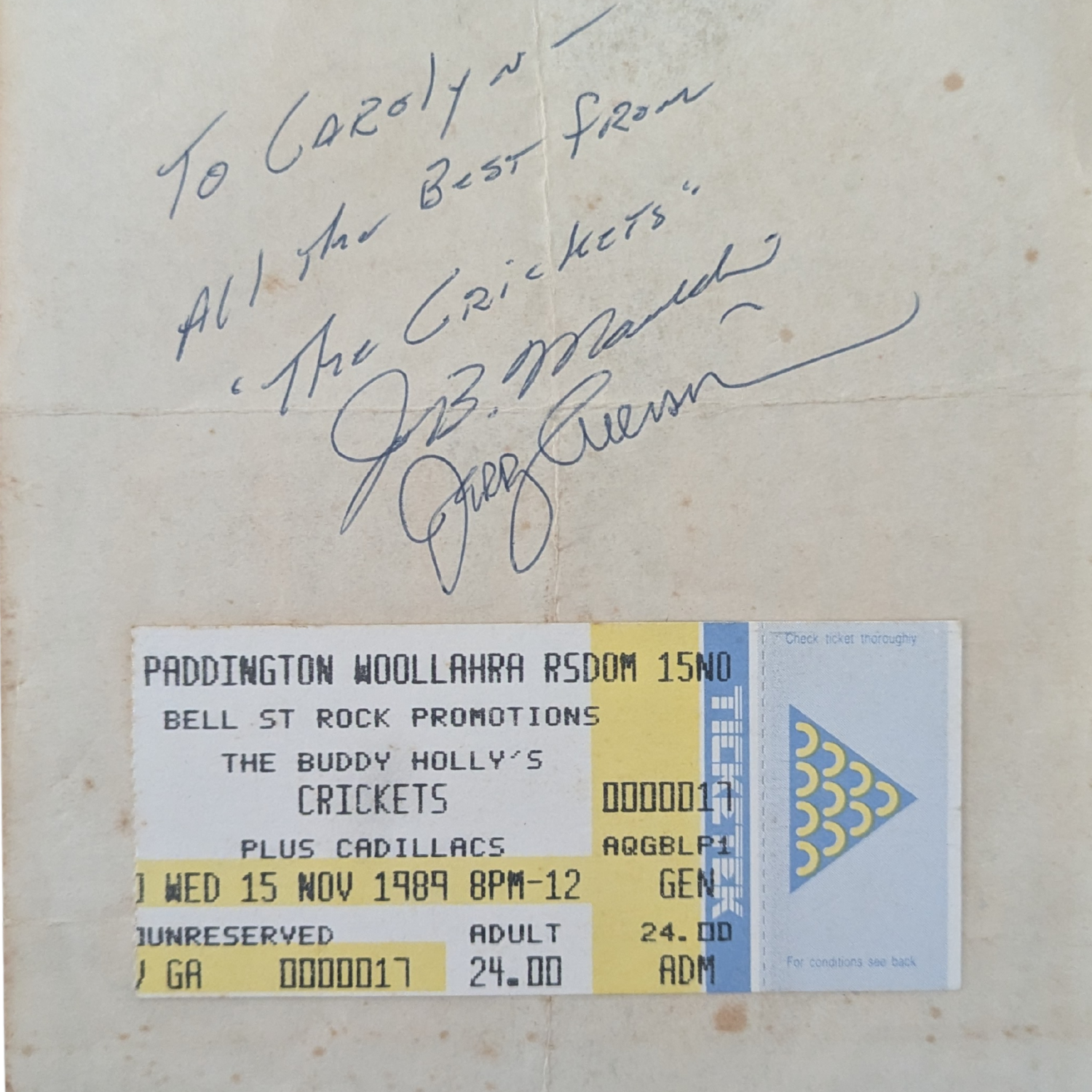 Buddy Holly's Crickets - Set Of Photos & Autographed Band Flyer