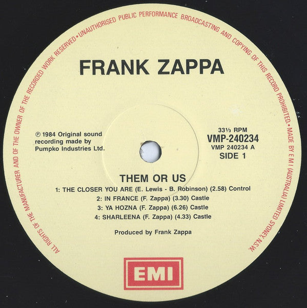 Frank Zappa - Them Or Us Vinyl 2LP (Used)