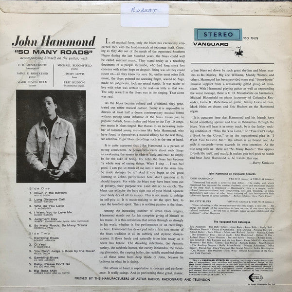 John Hammond - So Many Roads Vinyl LP (Used)