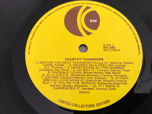 Various Artists - Country Teardrops Vinyl LP (Used)
