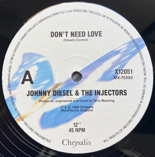 Johnny Diesel & Injectors - Don't Need Love 10" Vinyl Single (Used)