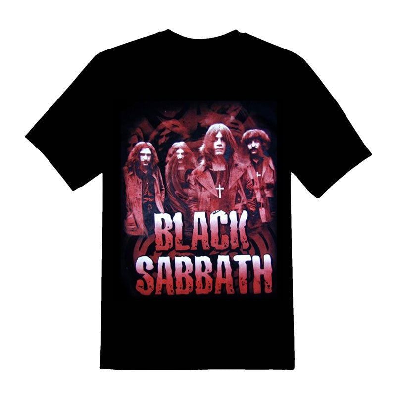 Black Sabbath - Red Logo/Bandmembers Unisex T-Shirt