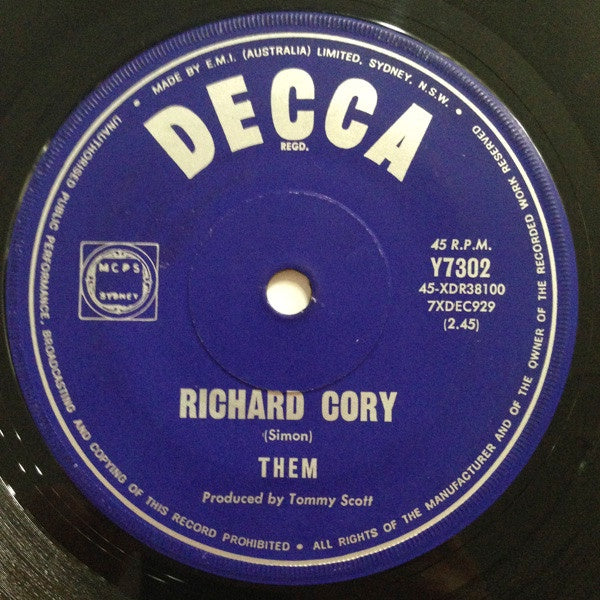 Them – Richard Cory 7" Vinyl Single (Used)