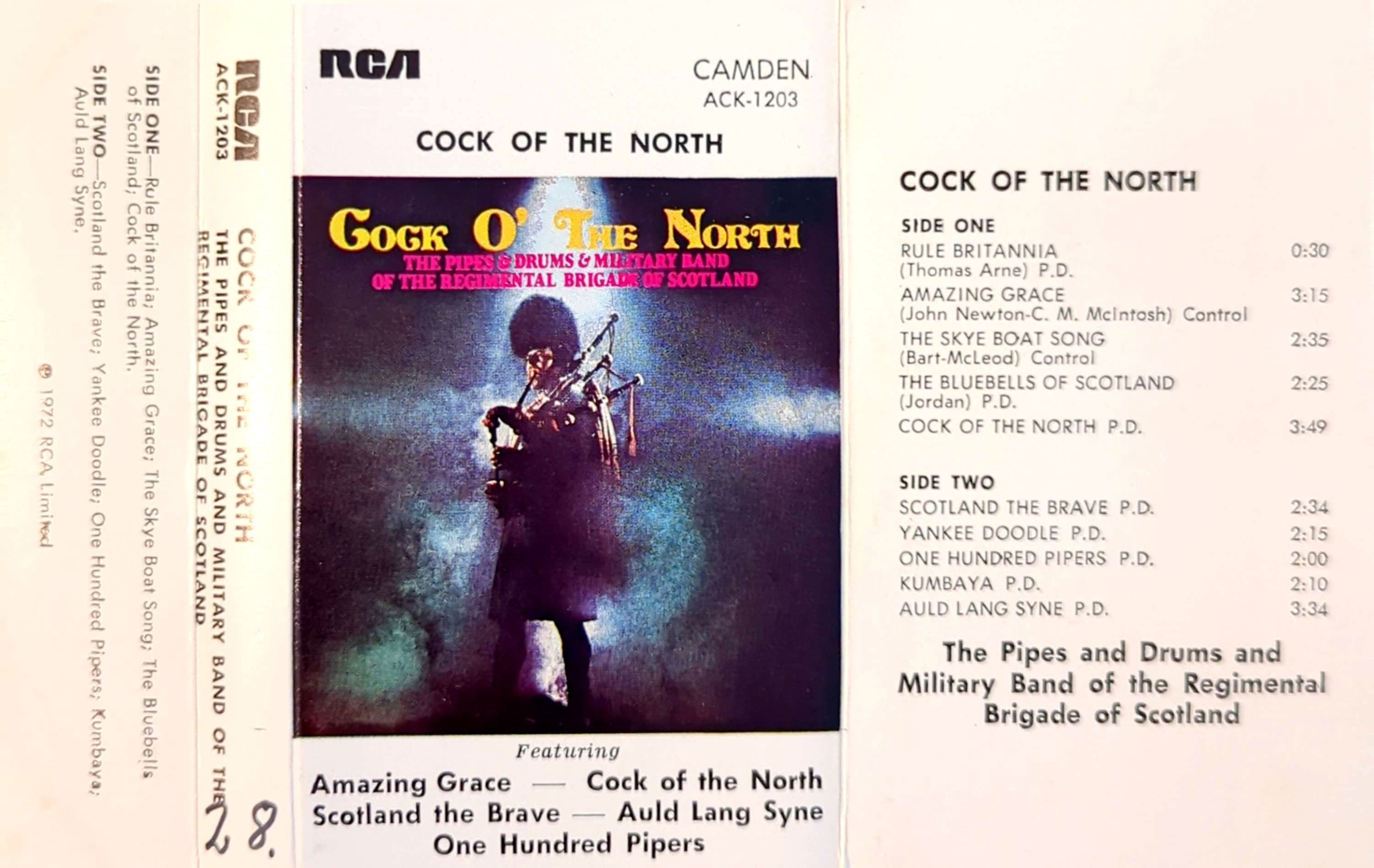 Pipes And Drums And Military Band Of The Regimental Brigade Of Scotland – Cock O' The North Cassette Tape