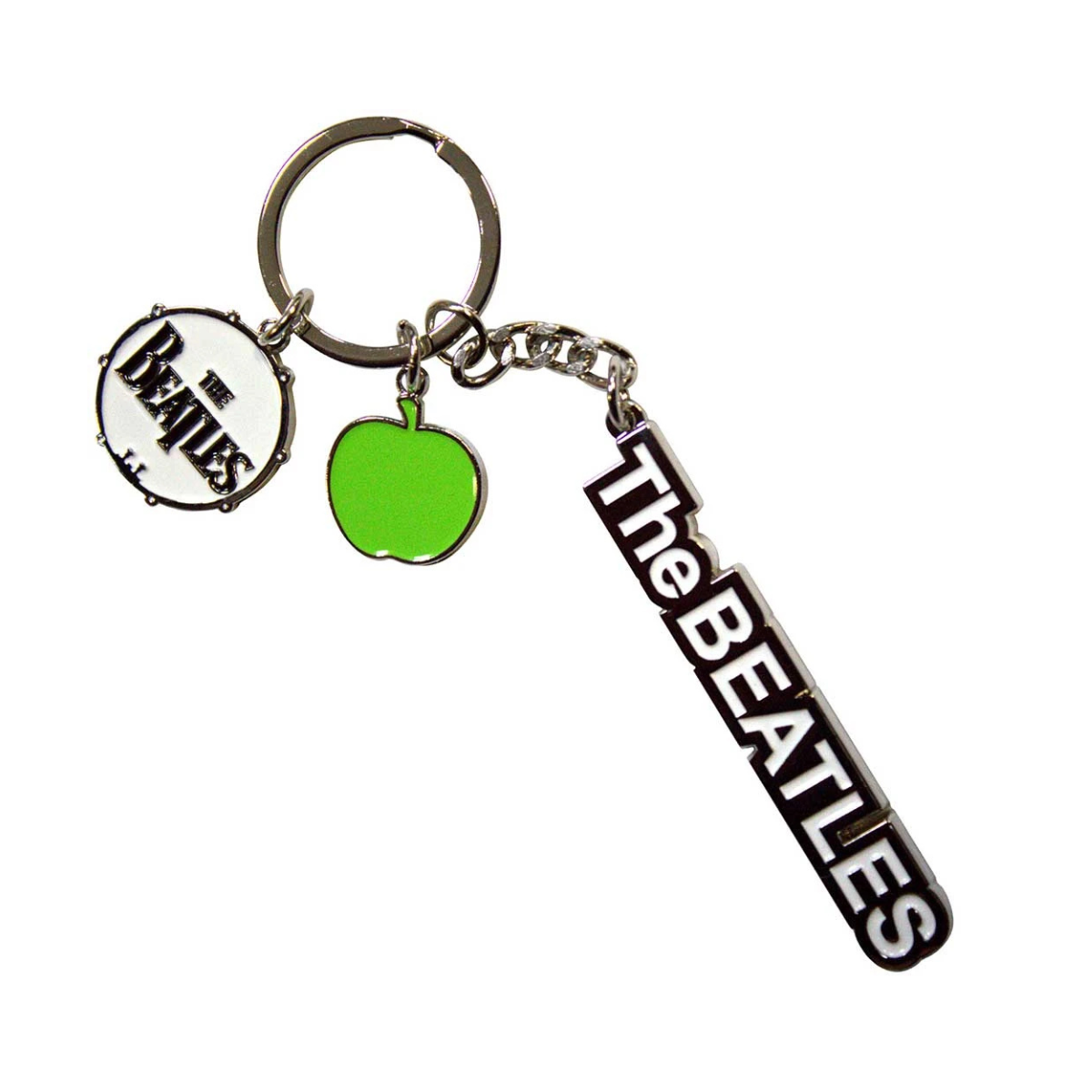 Beatles - Text Logo Drop T Drum & Apple Charms Keychain