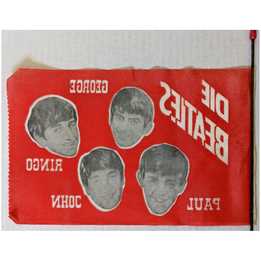 Beatles - Original 1960s German Die Beatles Carnival Prize Red Pennant / Flag