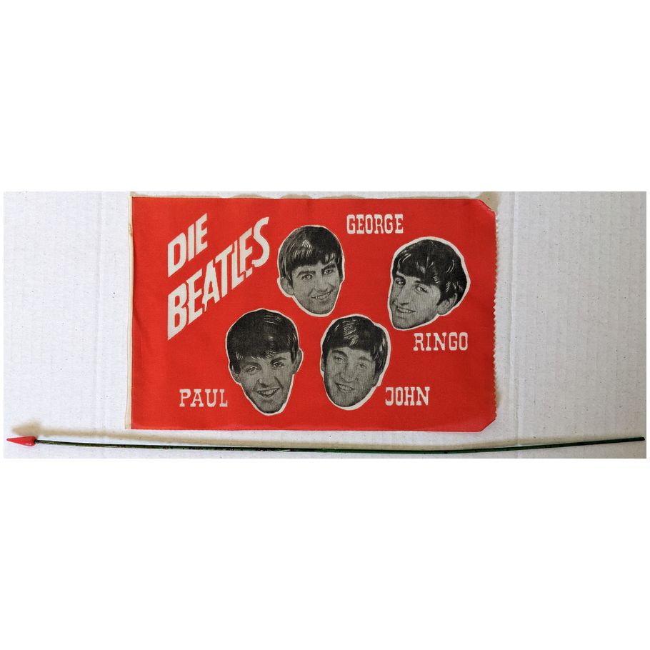 Beatles - Original 1960s German Die Beatles Carnival Prize Red Pennant / Flag