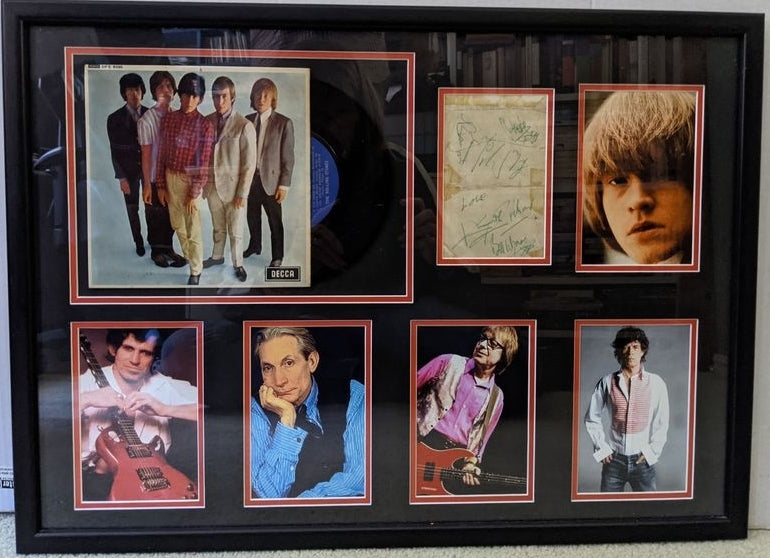 Rolling Stones - Framed Autographs, Photos & 'Five By Five' Mono EP