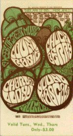 Rascals, Chuck Berry & Charles Lloyd - 1960s USA Fillmore Venue Vintage Concert Ticket