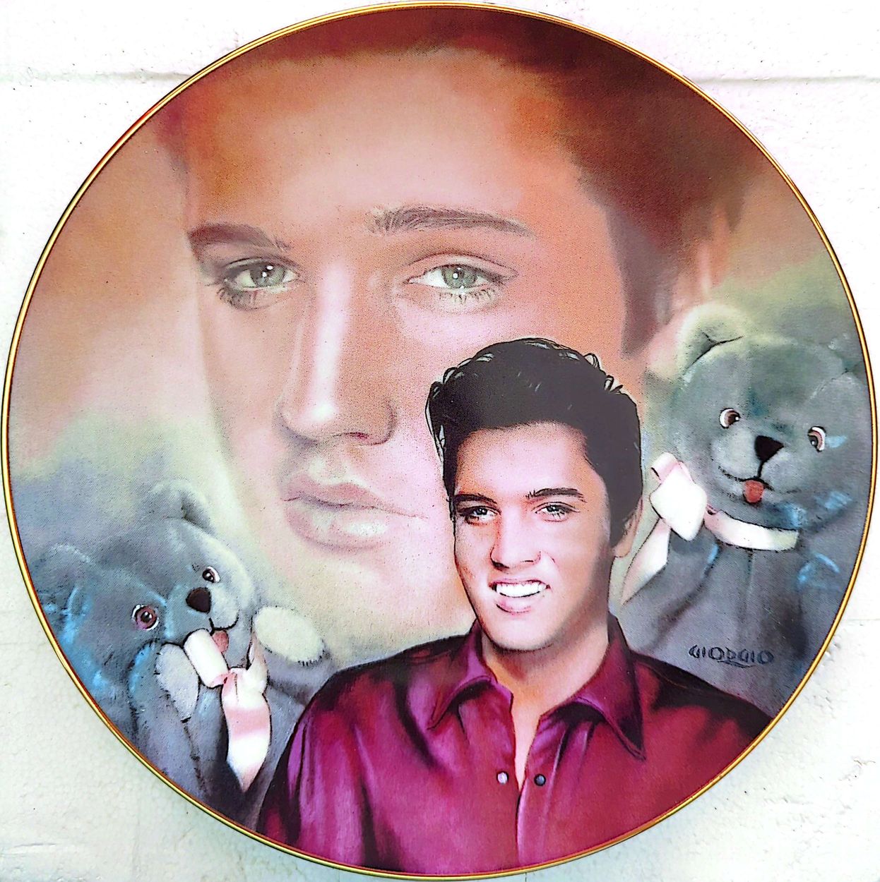 Elvis Presley - Vintage 1993 Delphi Hit Parade Collection Teddy Bear Plate #3161A w/ Original Box & COAs