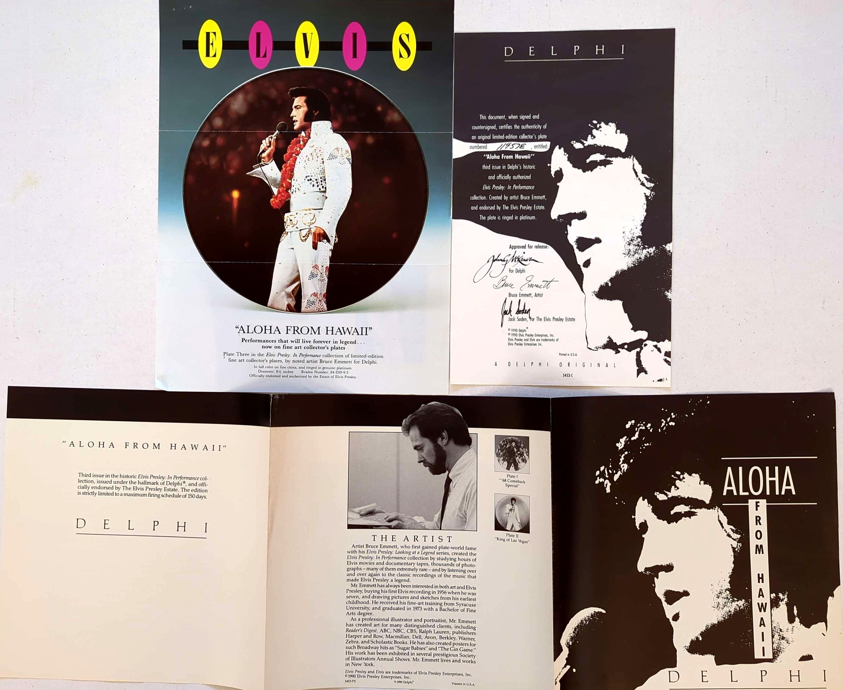 Elvis Presley - Vintage 1991 Delphi In Performance Aloha From Hawaii Plate #11957E + COA (No Box)